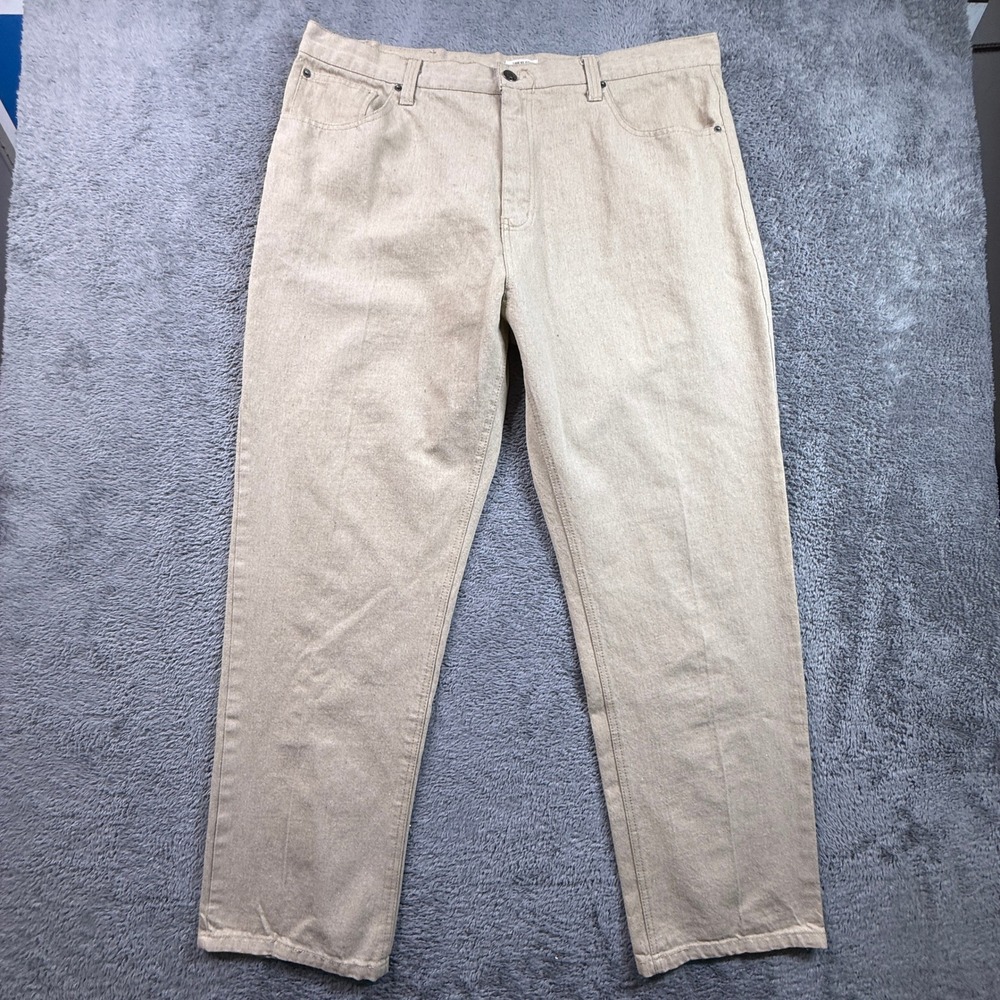 Noiz Jeans Straight Leg Mens 42x32 Beige Excellent Vintage Y2K Cotton Pants